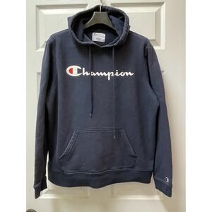 Champion Men's Large Champion Script Printed Logo Hooded Sweatshirt